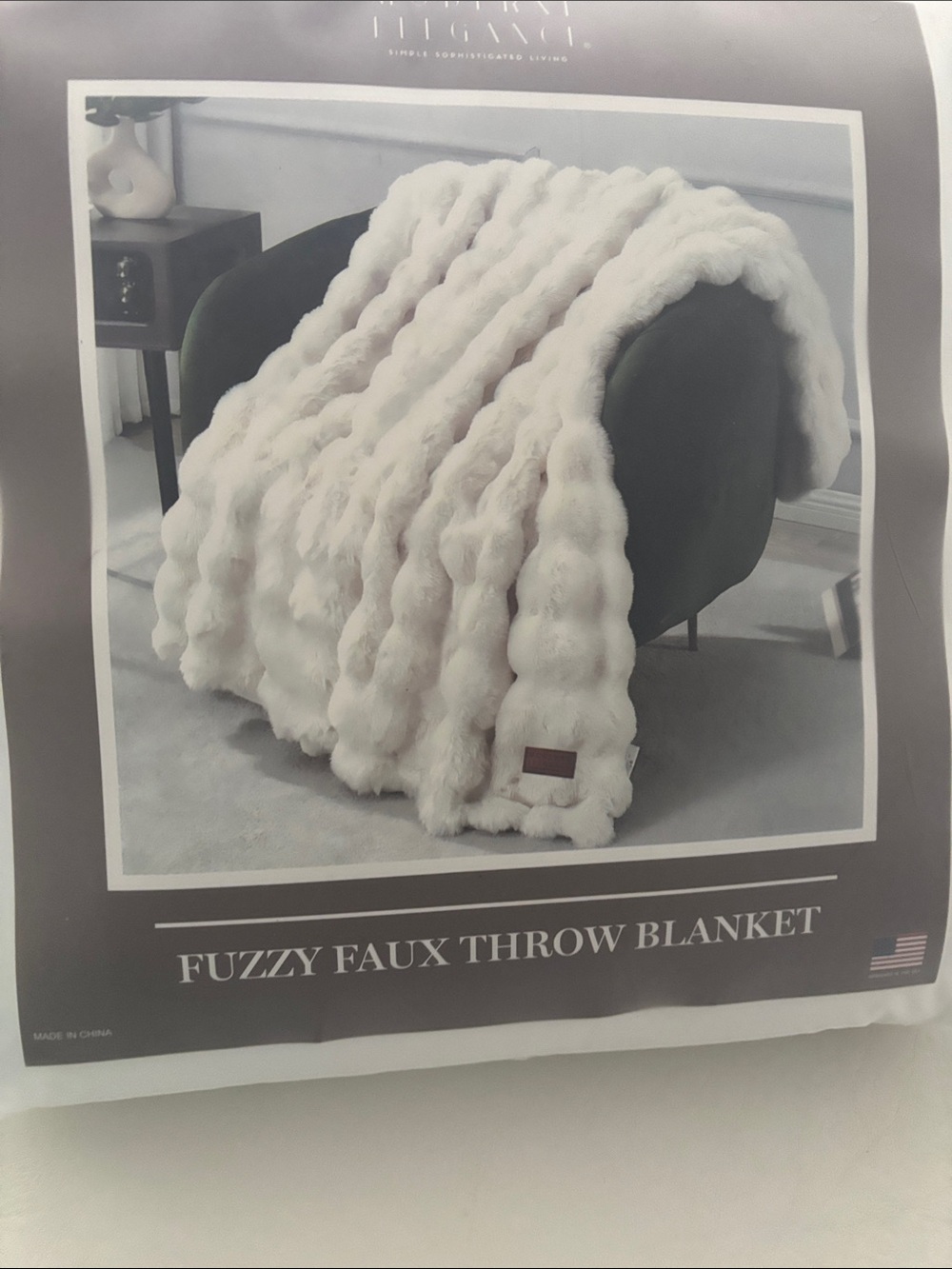 Fuzzy Faux Throw Blanket - Ivory - Picture 3 of 3